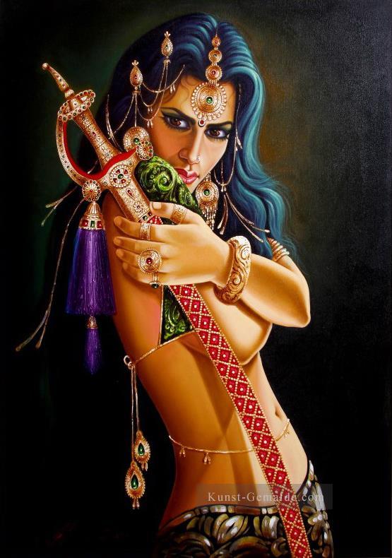 Lady mit Schwert Indian Ölgemälde